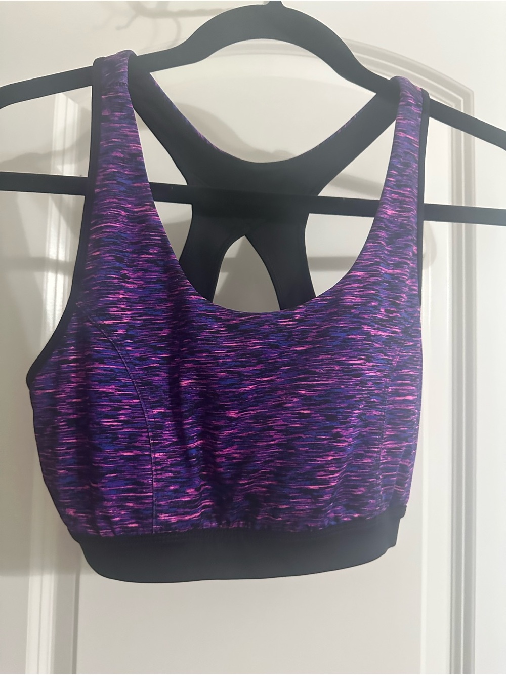 tek gear Purple Space-Dye Racerback Sports Bra with Pink Accents